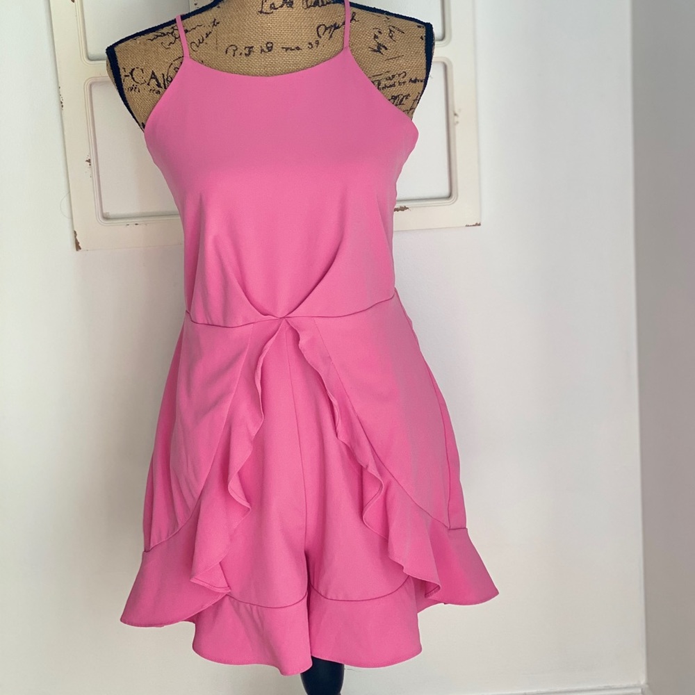 pink ruffled romper